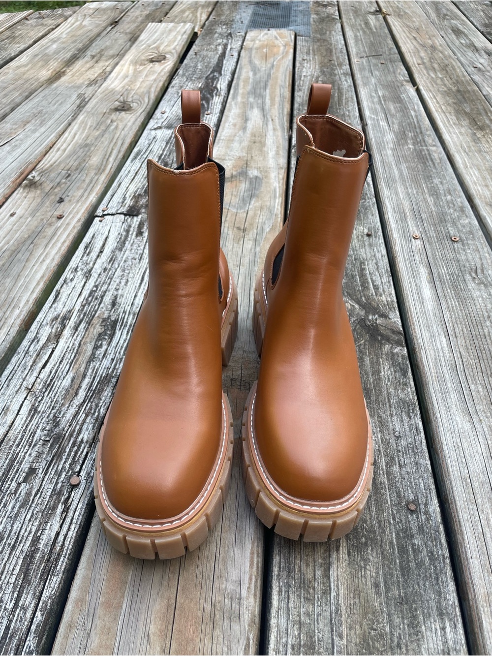 Madden Girl Tan Platform Chelsea Booties